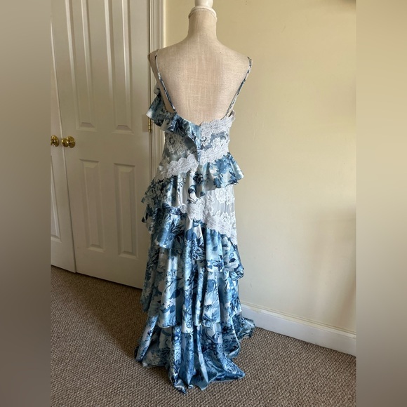 Anthropologie BHLDN Elora Sleeveless V-Neck Ruffle Lace Maxi Dress size 8 - Picture 7 of 11